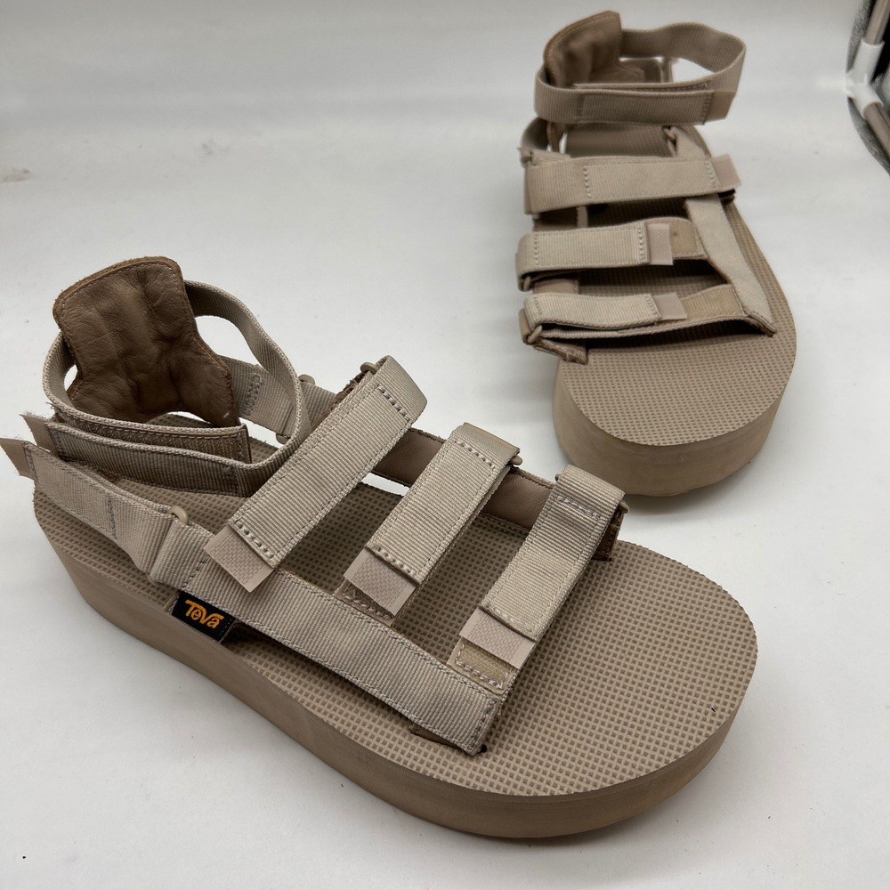 Teva Flatform Mevia Sandals Sesame Beige Multi Strap Platform 1116810 Womens 11